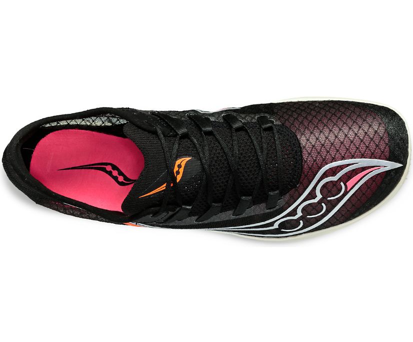 Men's Saucony Terminal VT. Black upper. Off White midsole. Top view.