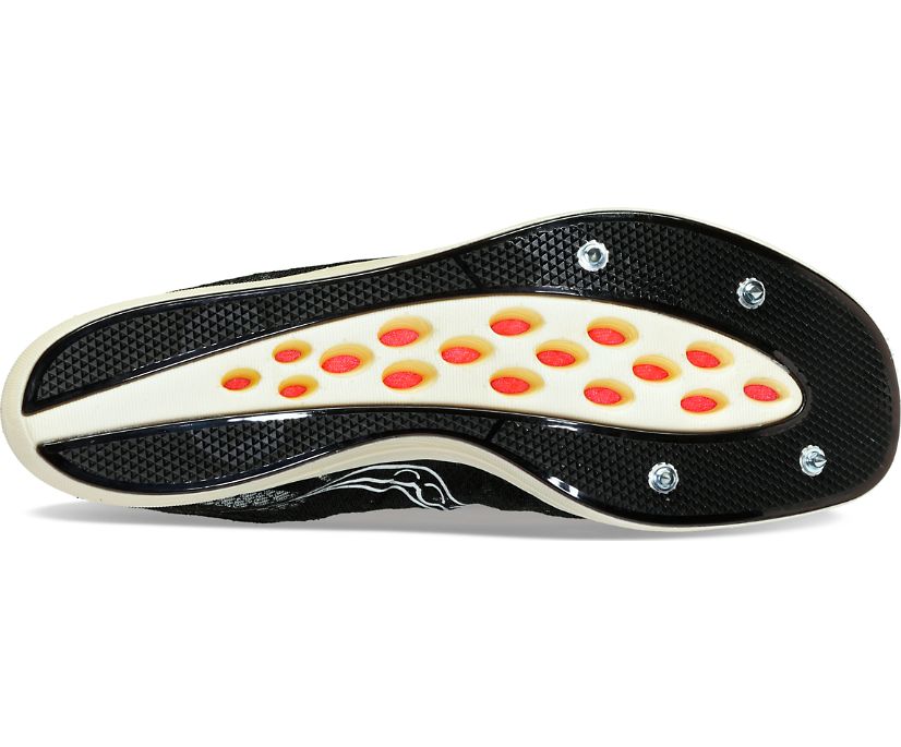 Men's Saucony Terminal VT. Black upper. Off White midsole. Bottom view.