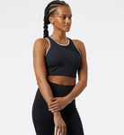 Women's New Balance Q Speed Crop Bra. Black. Front view.