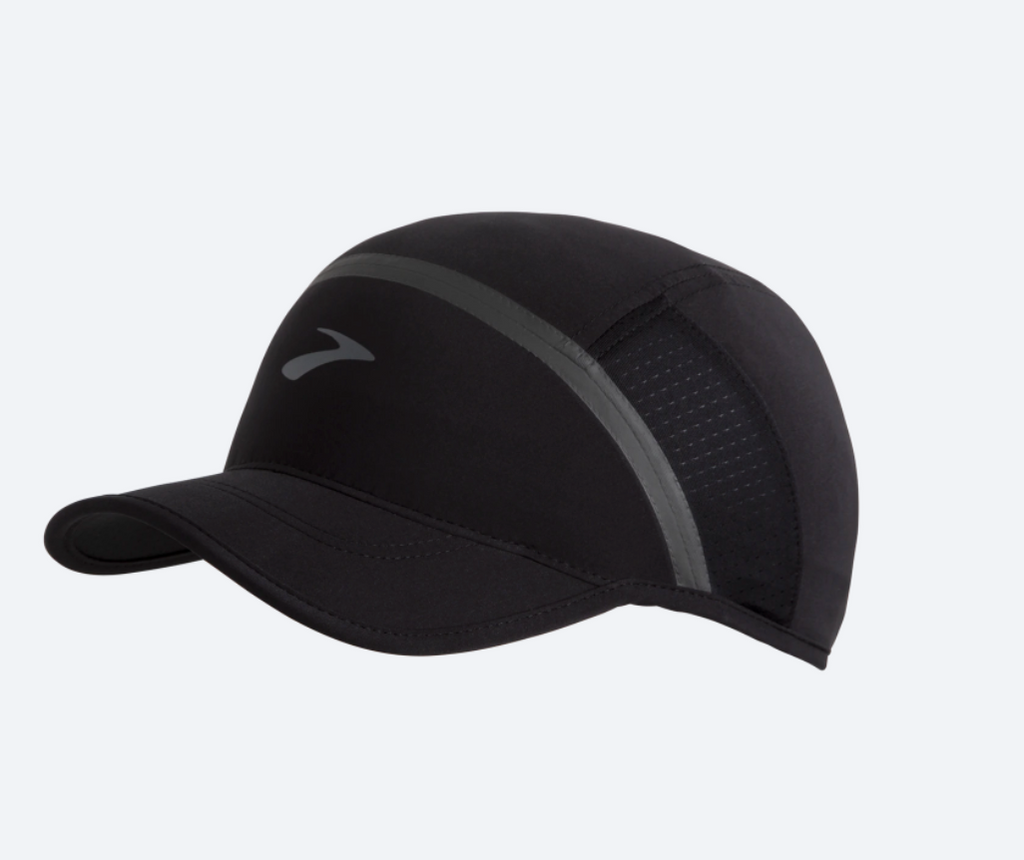 Unisex Brooks Base Hat. Black. Front/Lateral view.