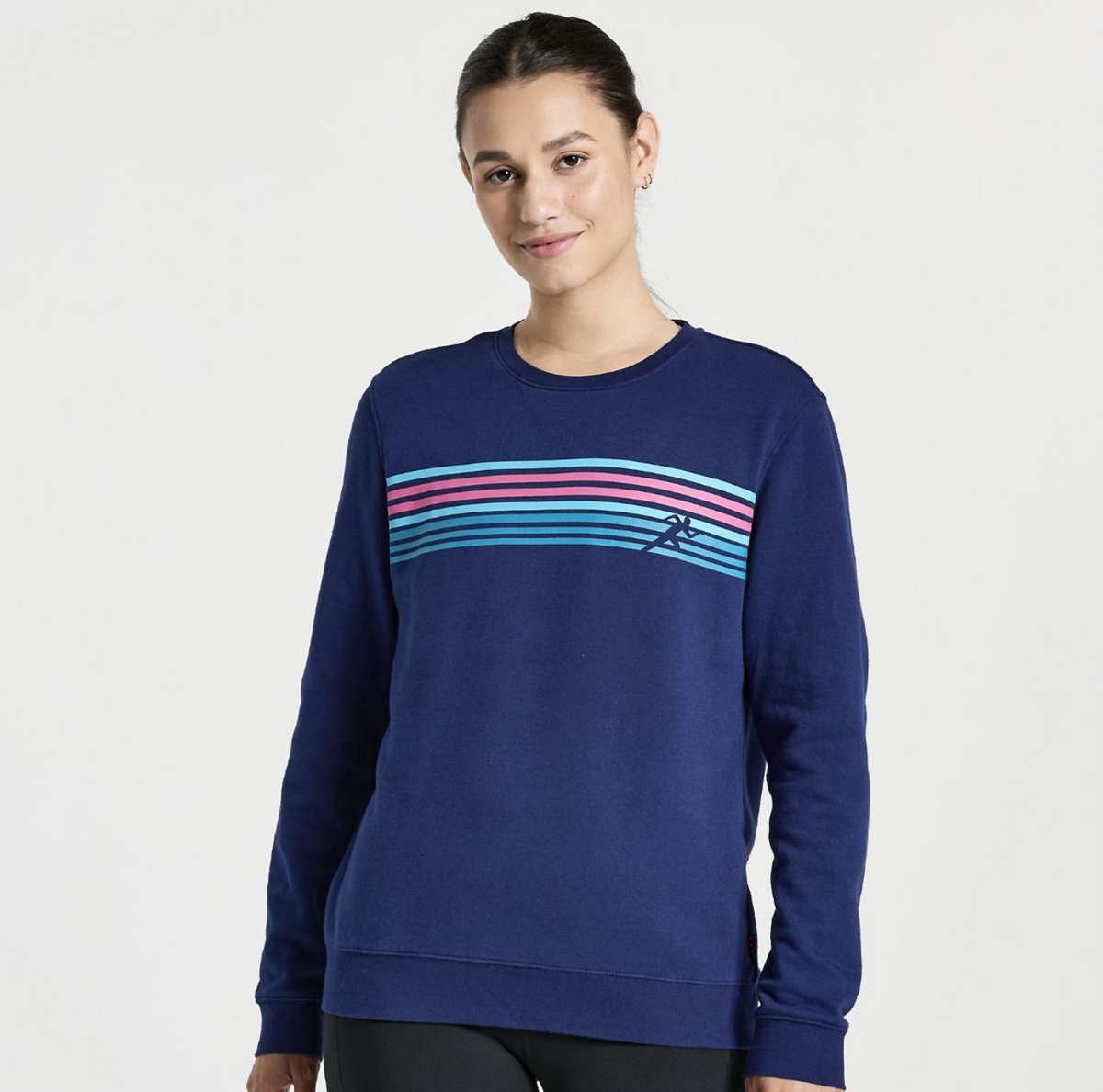 Women's Saucony Rested Crew. Blue. Front view.