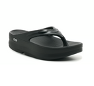 Oofos OOmega Oolala Sandal. Black. Lateral view.