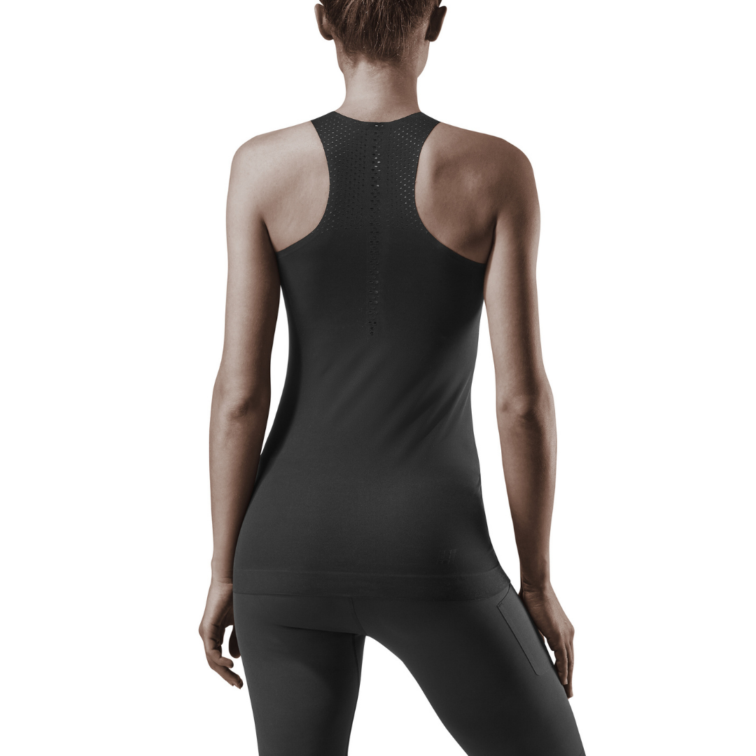 Women's CEP Ultralight Tank. Black. Rear view.