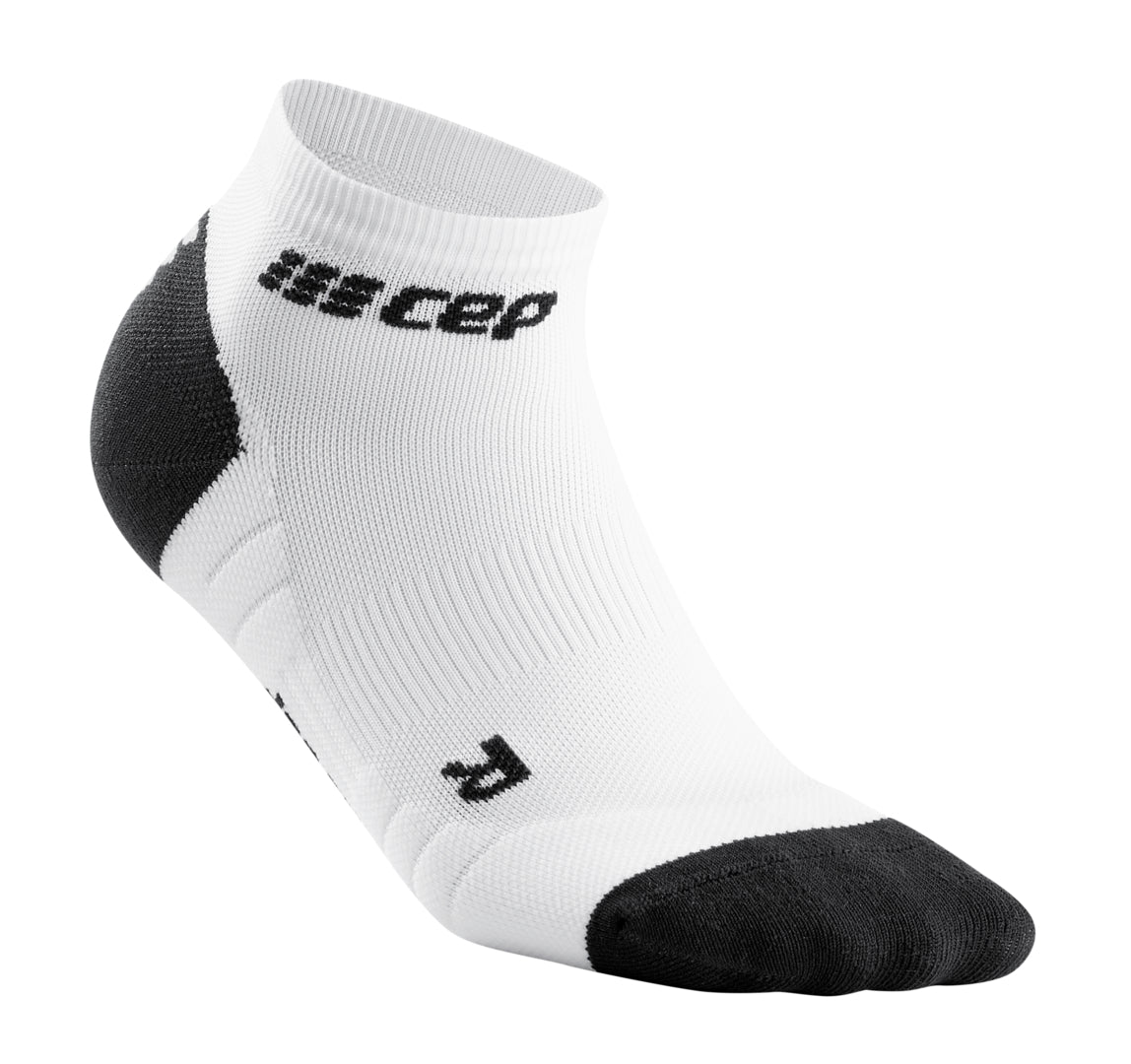 Men's CEP Low Cut Socks. White. Lateral view.