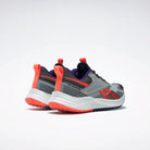 Women's Reebok Floatride Energy 4 Adventure. Grey upper. White midsole. Rear/Lateral view.