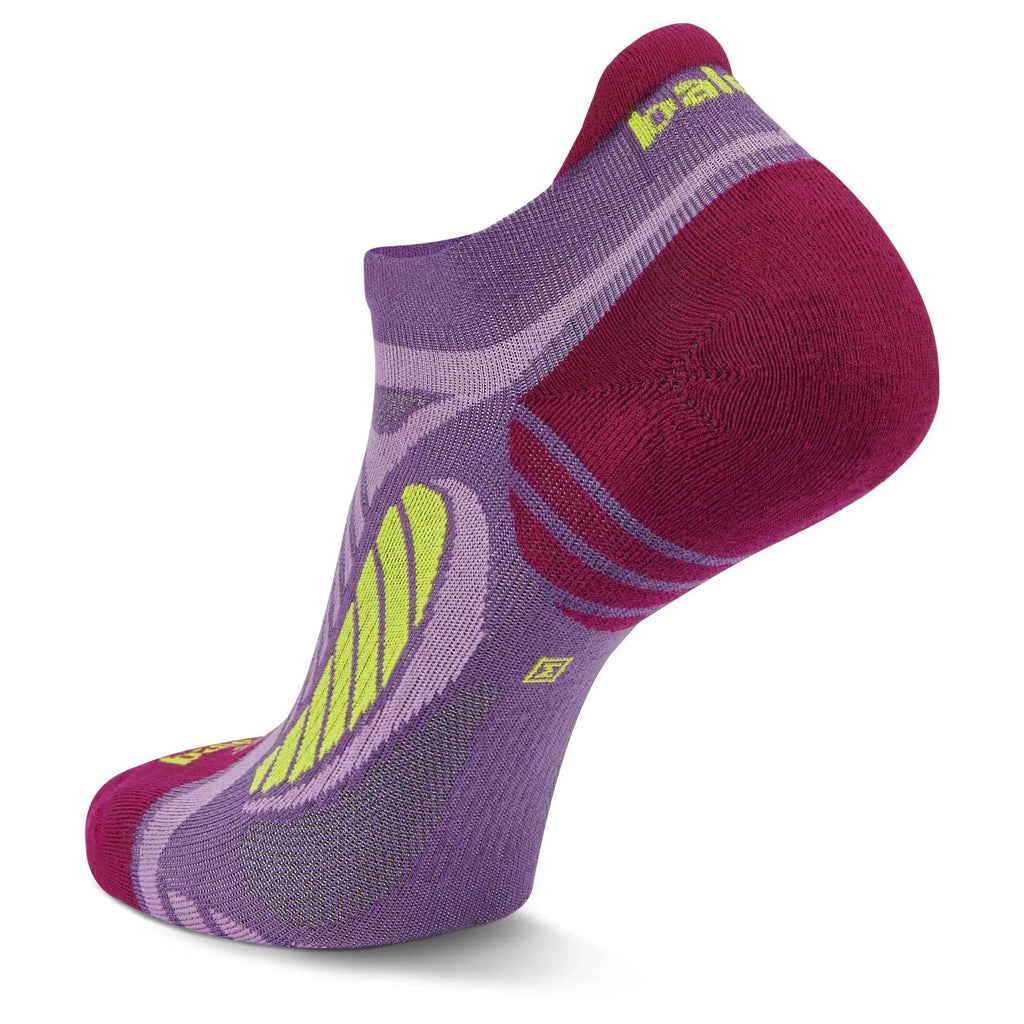 Unisex Balega Ultralight. No Show. Pink/Purple. Rear/Lateral view.