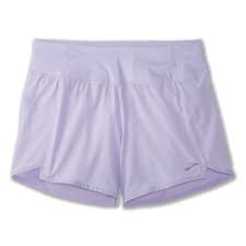 Women's Brooks Chaser 5" Shorts. Light purple. Front view.