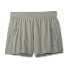 Men's Brooks Sherpa 5" 2-in-1 Shorts. Grey. Front view.
