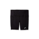 Women's Brooks Moment 5" Short Tights. Black. Front view.