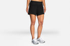 Women's Brooks Chaser 5" Shorts. Black. Front view.