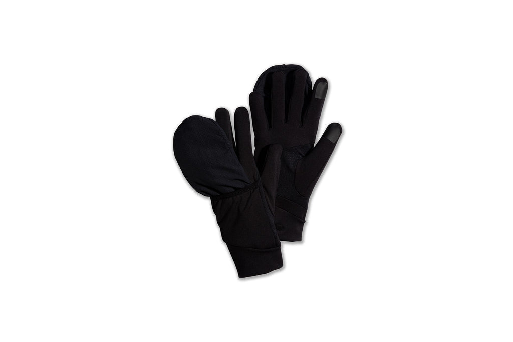 Unisex Brooks Draft Hybrid Gloves. Black. Front view.