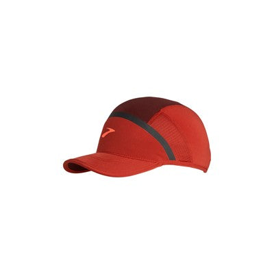 Unisex Brooks Base Hat. Red. Front/Lateral view.