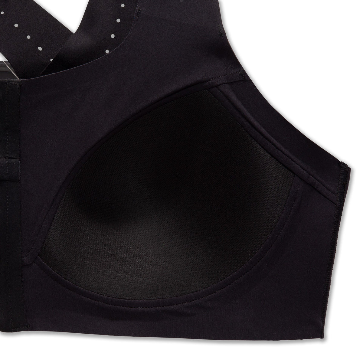 Women's Brooks Dare Zip Run 2.0. Black. Cup closeup.