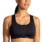 Women's Brooks Dare Zip Run 2.0. Black. Front view.