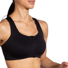 Women's Brooks Dare Zip Run 2.0. Black. Front/Lateral view.