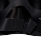 Women's Brooks Dare Racerback Run Bra 2.0. Black. Clasp closeup view.