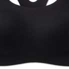 Women's Brooks Dare Racerback Run Bra 2.0. Black. Front closeup view.