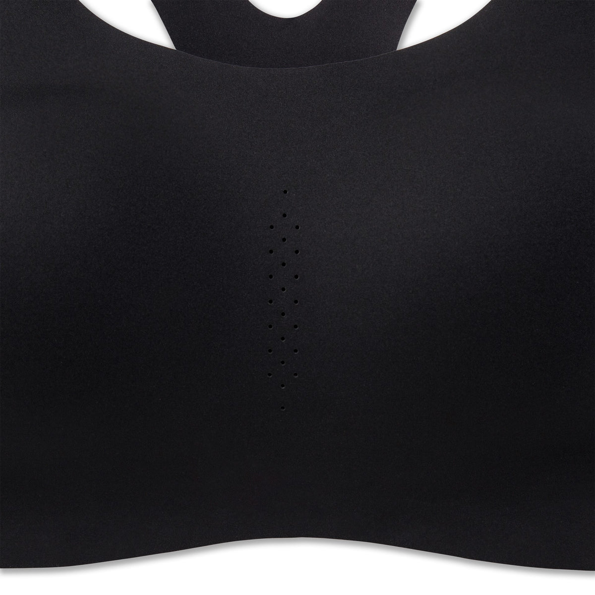 Women's Brooks Dare Racerback Run Bra 2.0. Black. Front closeup view.