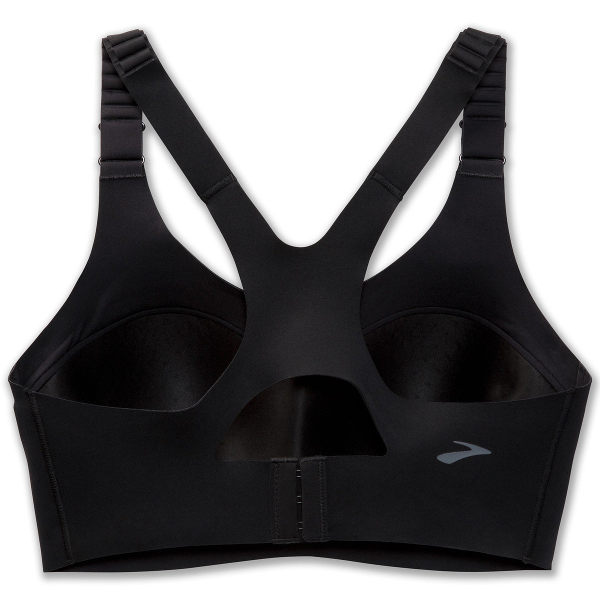 Women's Brooks Dare Racerback Run Bra 2.0. Black. Rear view.