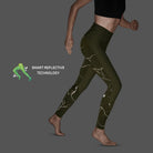 Women's CEP Reflective Tights. Green. Lateral view.