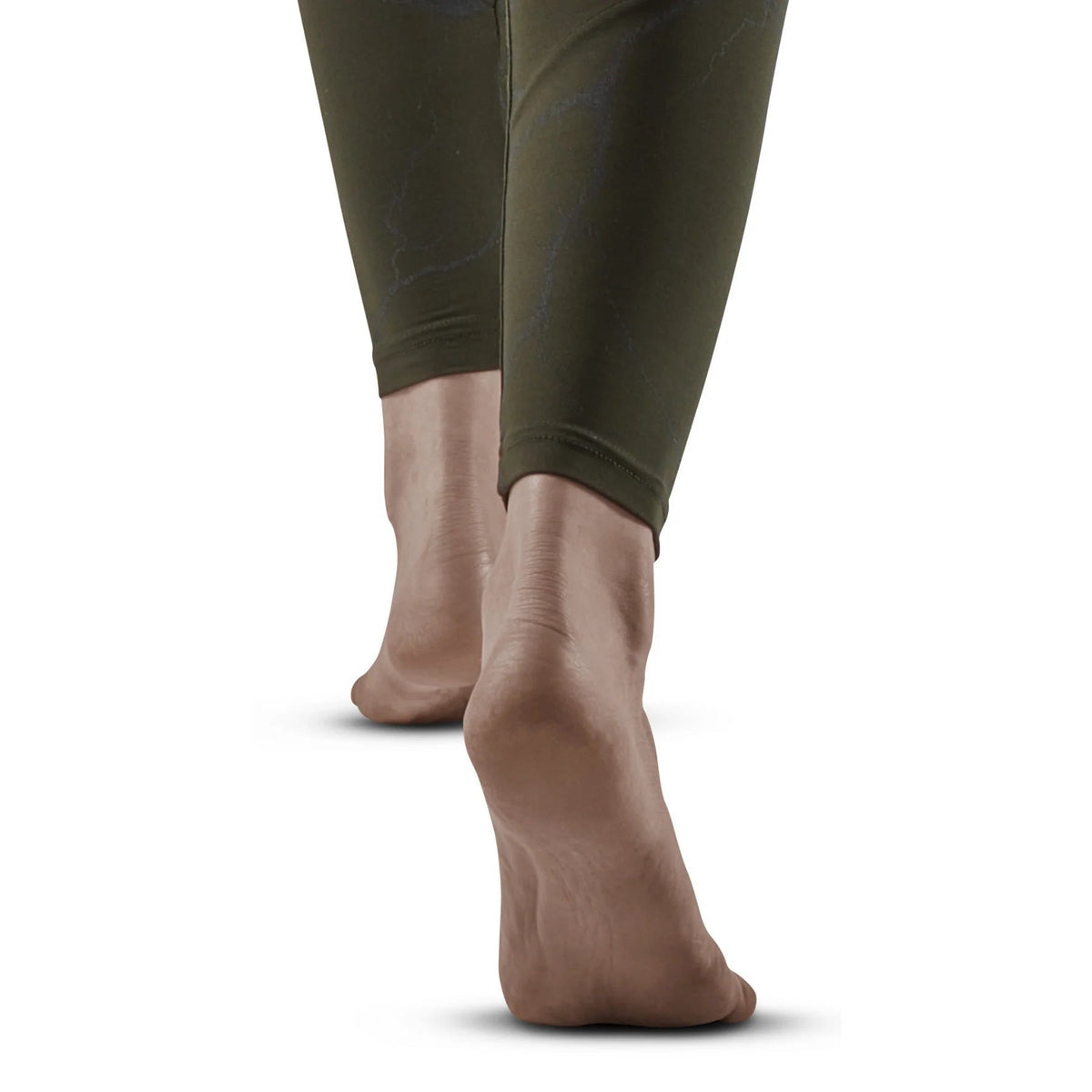 Women's CEP Reflective Tights. Green. Ankle view.
