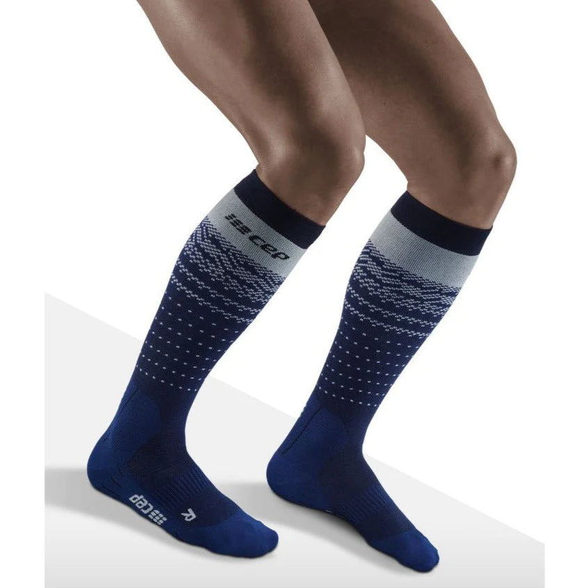 CEP Ski Thermo Merino Tall Compression Socks Men's Blue Nordic