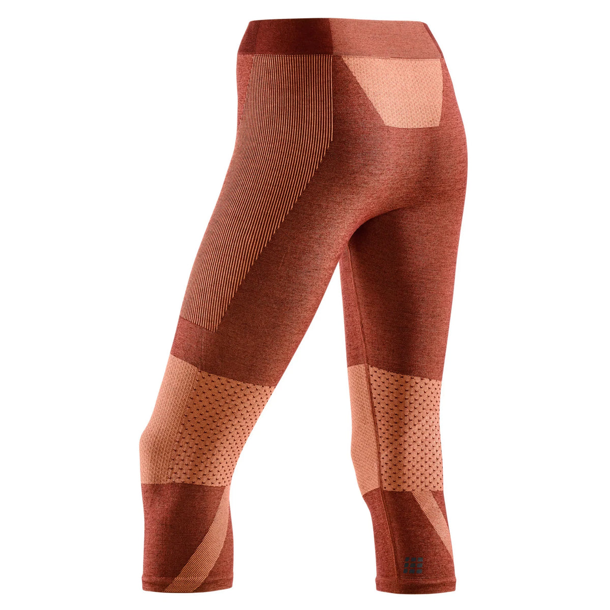 Women's CEP Ski Tights. Dark Orange. Rear/Lateral view.