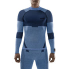 Men's CEP Ski Touring Base Shirt. Blue. Front view.