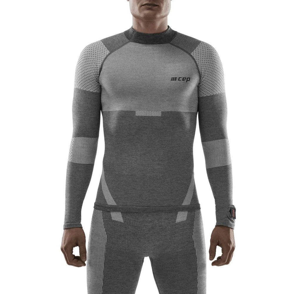 Men's CEP Ski Touring Base Shirt. Grey. Front view.