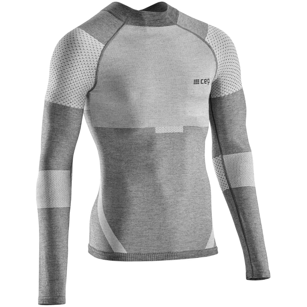 Men's CEP Ski Touring Base Shirt. Grey. Front view.