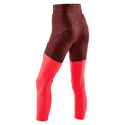 Women's CEP Ultralight 7/8 Tights. Red/Pink. Rear/Lateral view.
