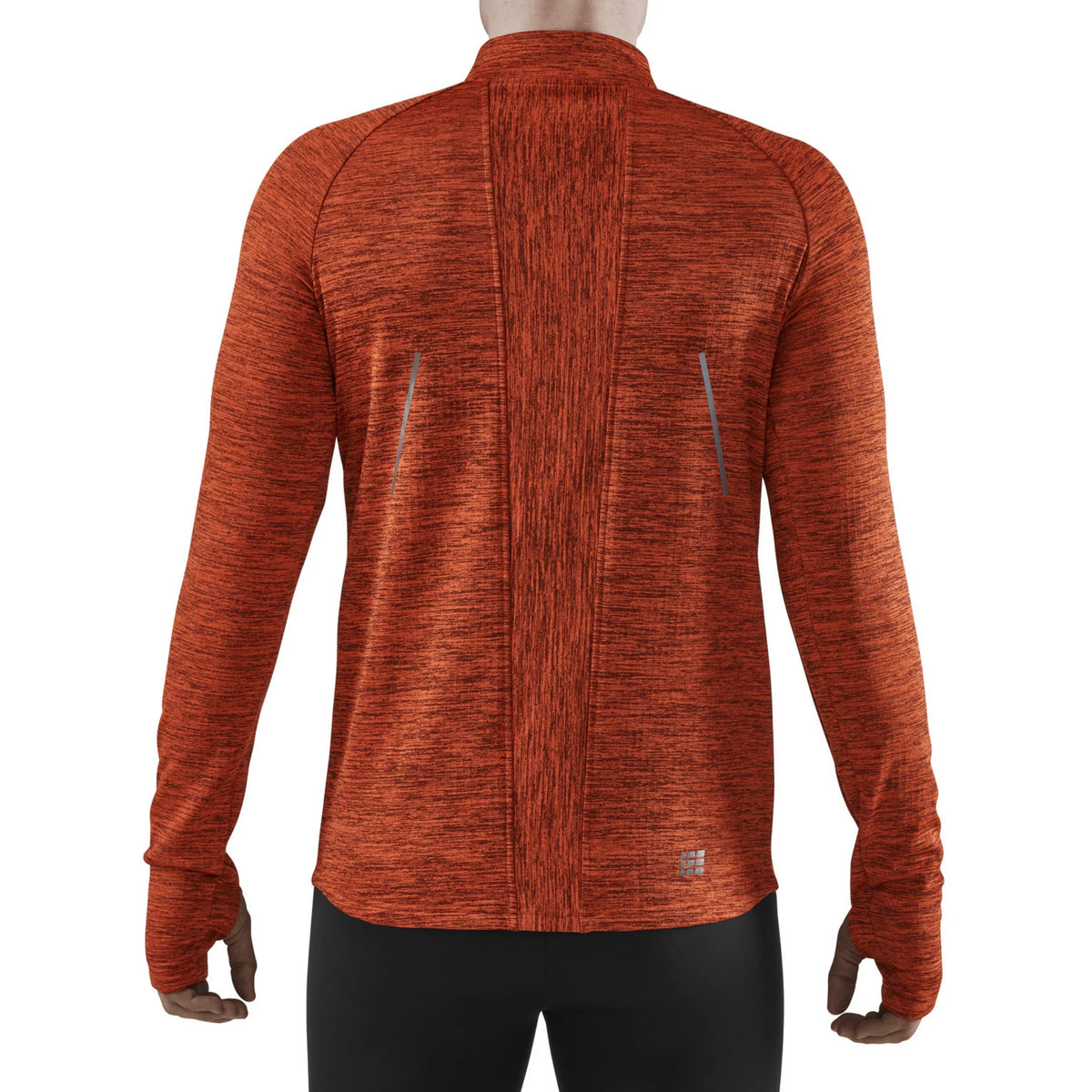 Men's CEP Winter Quarter Zip Pullover. Orange. Rear view.