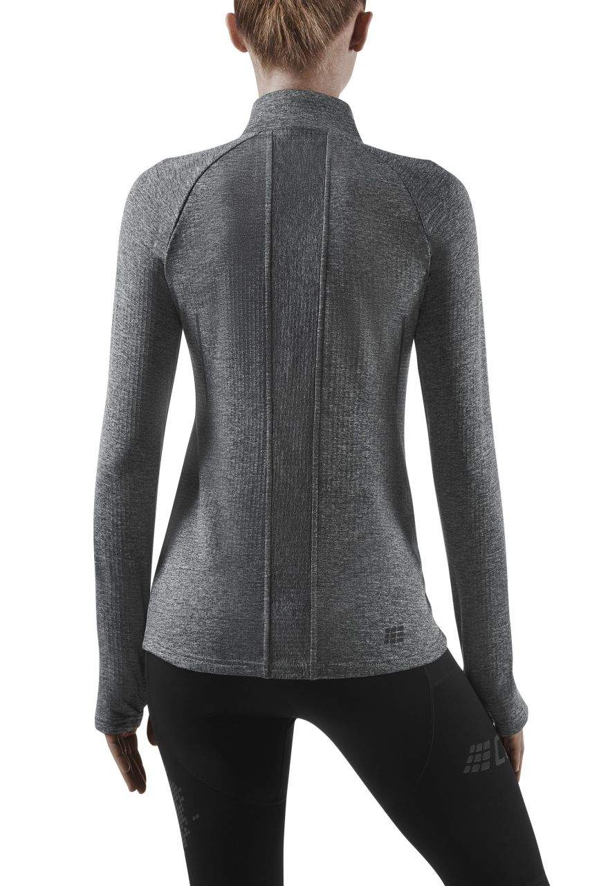 Women's CEP Winter Quarter Zip Pullover. Grey. Rear view.