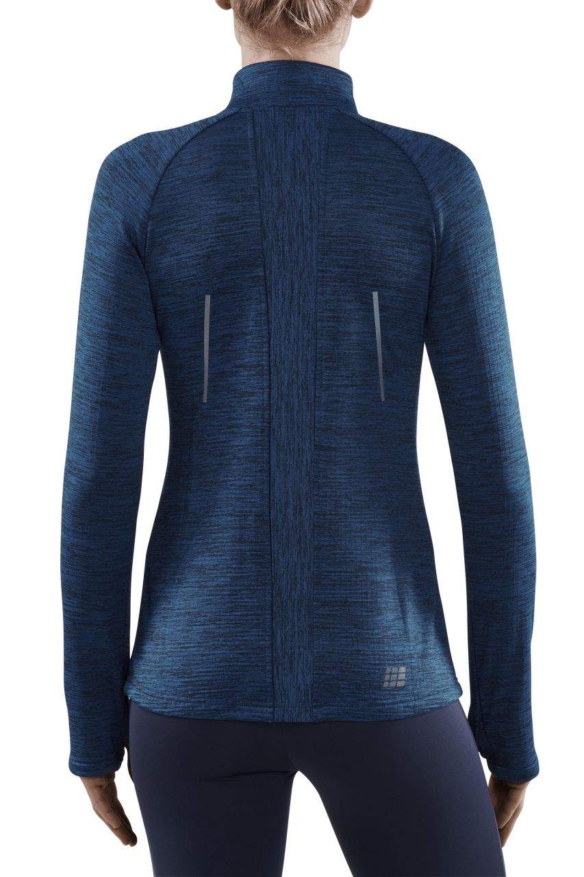 Women's CEP Winter Quarter Zip Pullover. Blue. Rear view.