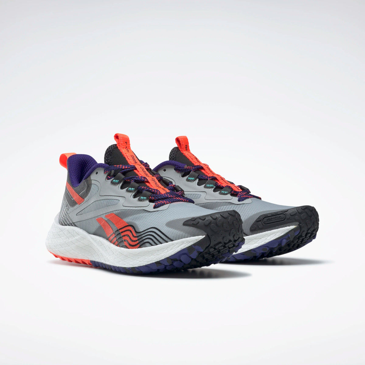Women's Reebok Floatride Energy 4 Adventure. Grey upper. White midsole. Lateral view.
