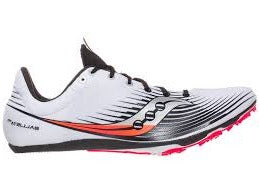 Men's Saucony Ballista MD Track Spike. White/Black. Lateral view.