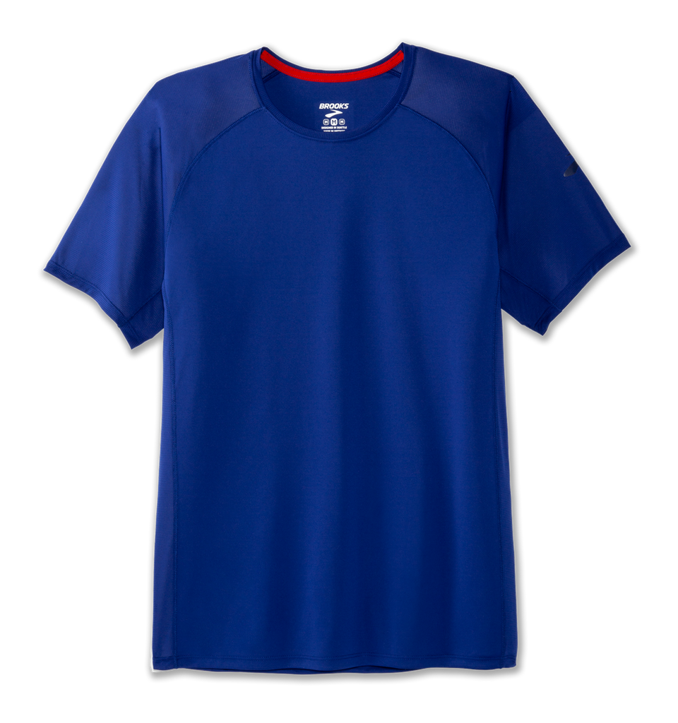 Men's Brooks Stealth Short Sleeve. Blue. Front view.