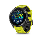 Garmin Forerunner 965. Yellow and Black. Front/Lateral view.