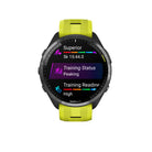 Garmin Forerunner 965. Yellow and Black. Front view.