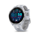 Garmin Forerunner 965. White. Front/Lateral view.