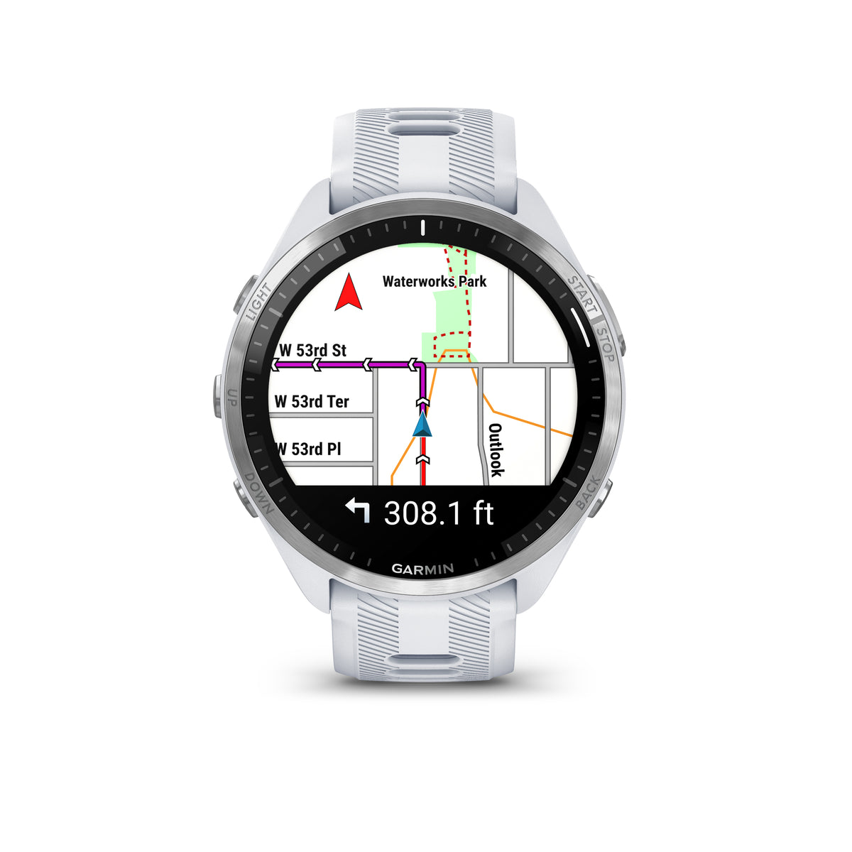 Garmin Forerunner 965. White. Front view.