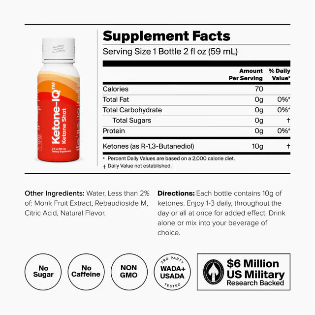H.V.M.N Ketone-IQ. 2 oz. Classic. Nutrition facts.