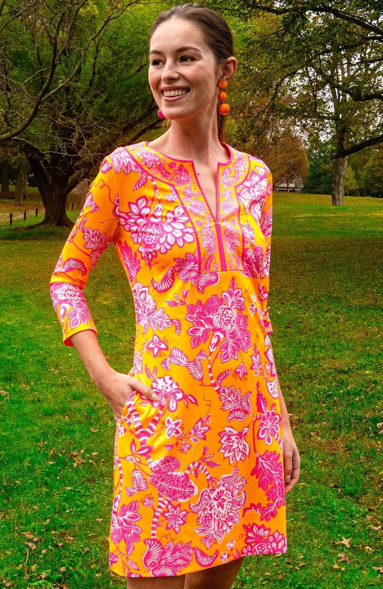 Gretchen Scott | Jersey Split Neck Dress | Women's | Orange/Pink Glorious Gretchen Scott | Jersey Split Neck Dress | Women's | Orange/Pink Glorious
