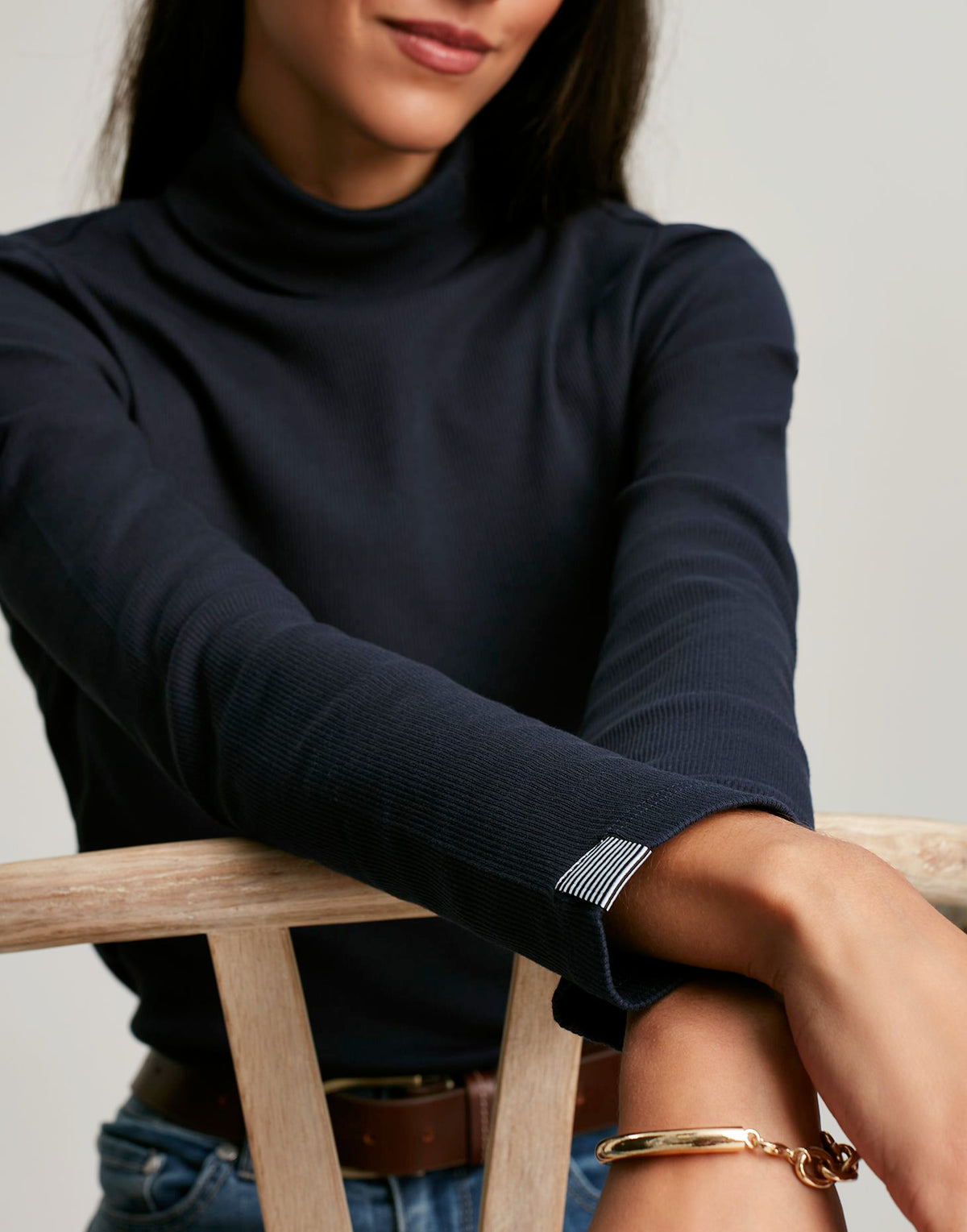 Joules Clarissa Roll Neck Jersey Top - French Navy - Women's - View 2