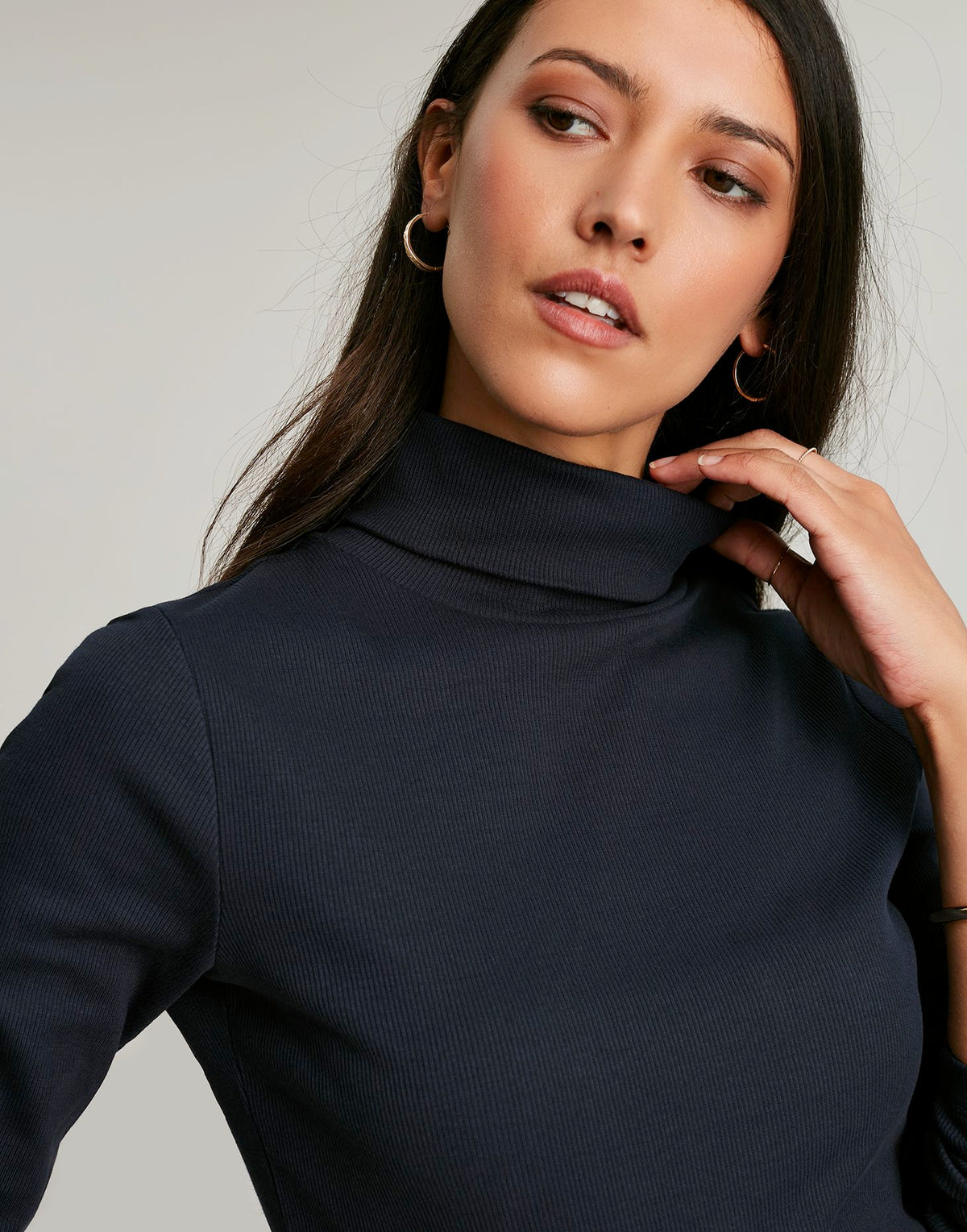 Joules Clarissa Roll Neck Jersey Top - French Navy - Women's - View 3