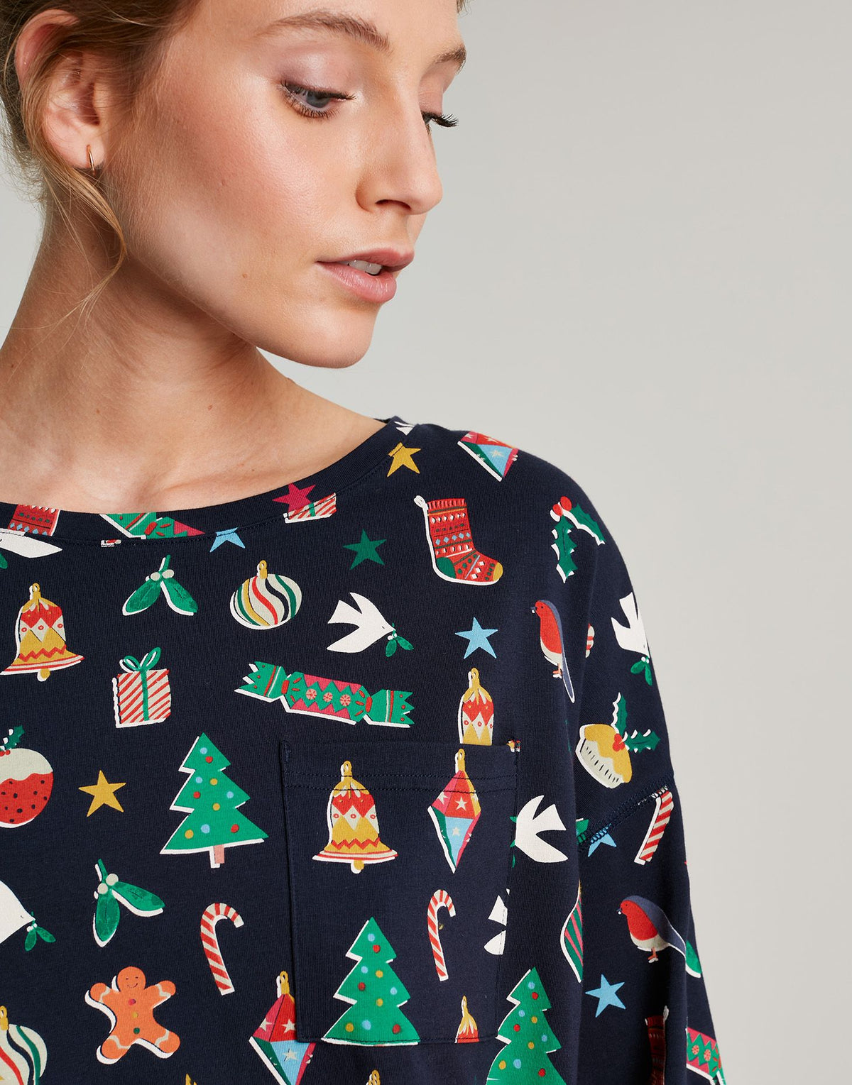 Joules Dreamley Long Sleeve Jersey Pajama Set - Christmas Icons - Women's - View 3