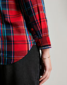 Joules Lorena Longline Brushed Woven Shirt - Red Check - Women's - View 4