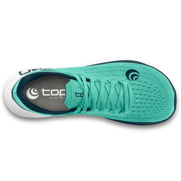 Men's Topo Athletic Specter. Teal upper. White midsole. Top view.