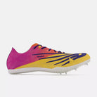Men's New Balance MD 800 v8. Yellow/Purple upper. Lateral view.