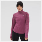 Men's New Balance Heat Grid Half-Zip. Dark Pink. Front view.